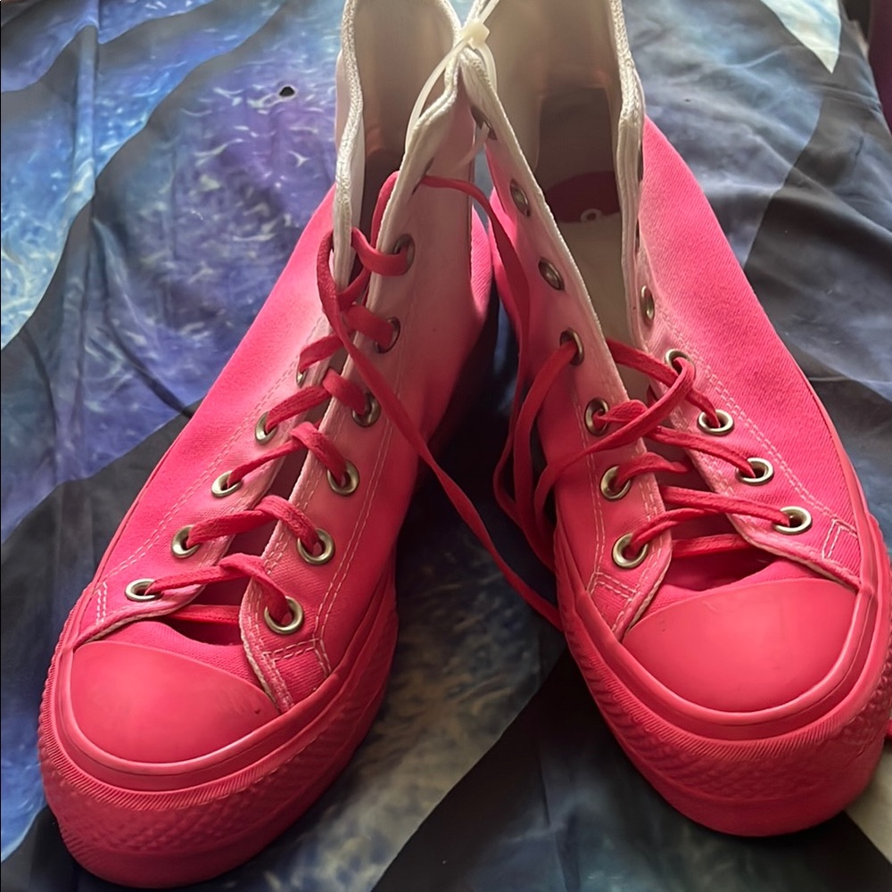 Converse Pink High-Top Sneakers with Canvas Material